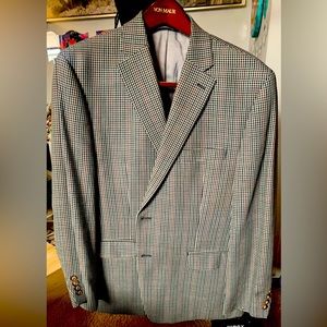 Lauren Ralph Lauren Silk/Wool Blend Houndstooth Sport Coat Suit Jacket 42S